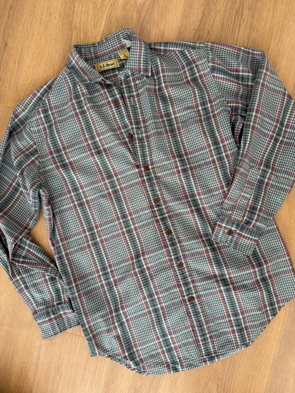 Vintage L.L. Bean Plaid Button-Down Shirt in earth toned pastels